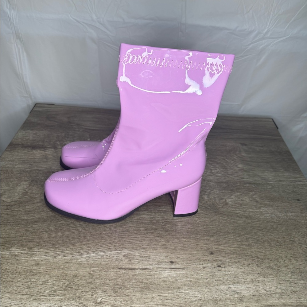 Purple leather booties